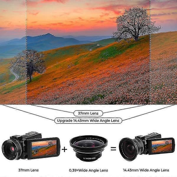 Professional 37mm Macro+72mm Wide Angle Lens 0.39X Full HD for 4K Video Camera -Sy