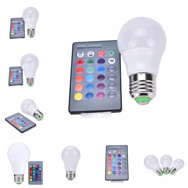 New E27 Dimmable RGB LED Bulb Color Changing Light Bulb with Remote Control White 10W