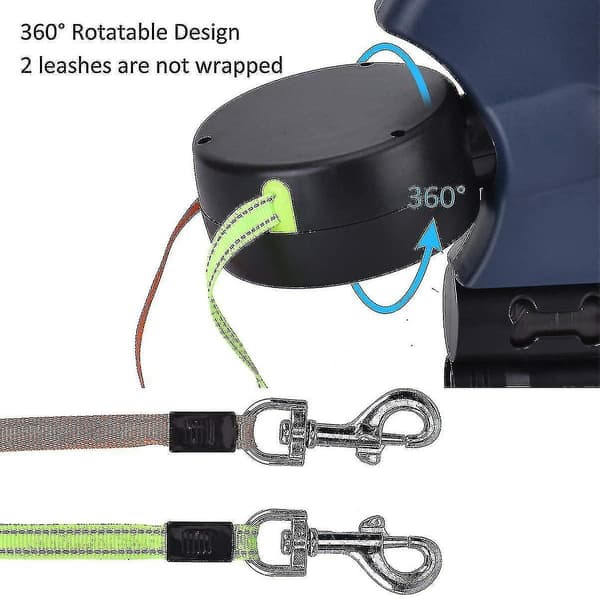 Double Retractable Leash for 2 Dogs, Dual Leash with LED Light and Leash Splitter