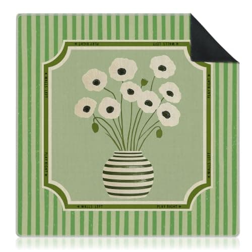Grønstribet blomstret Mahjong-måtte til bord 31,5\" x 31,5\" Green Striped