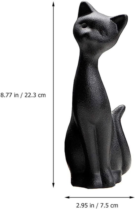 2 stk sort keramisk kattefigur kattepar statue keramik en