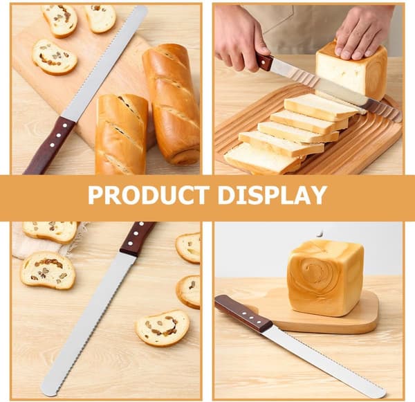 Stainless Steel Bread Knife, Serrated Bread Slicer, Kitchen Baking Tool for Slicing Toast, Loaf, Cake