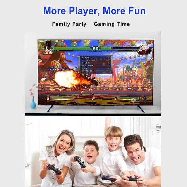 4K Retro Spillekonsol Plug&Play 20000+ Videospil Stick +2x Trådløse Controllere