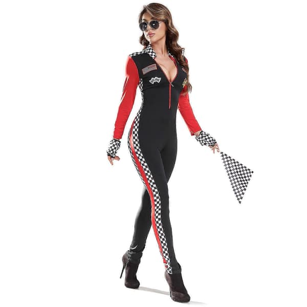 Dame Racing-heldragt Jumpsuit F1 Motorcykeloutfit Natklubsdans sort M black M
