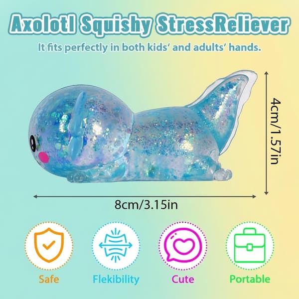 10 cm Blå Glitter Krypande Axolotl Squishy Långsamt Stigande Blue
