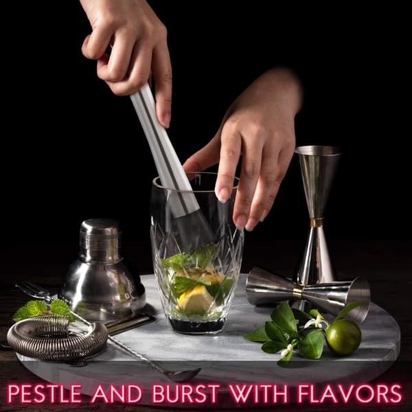 10-inch Stainless Steel Cocktail Muddler and Mixing Spoon Home Bar Tool Set - Create Delicious Mojitos