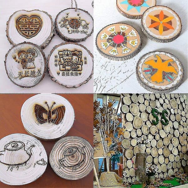 100 st Träskivor Träbitar För DIY Hantverk Bröllopsdekorationer 2-3cm-dwdz