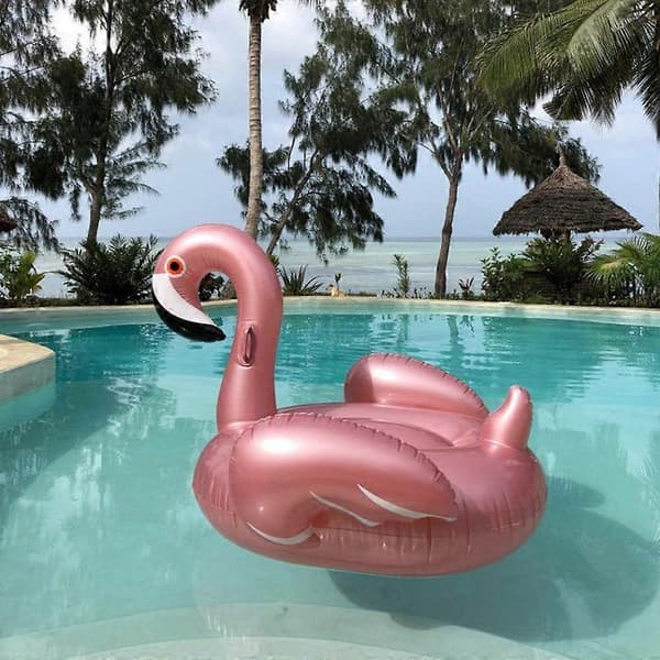 Flamingo Pool Float, Uppblåsbar Badflotte Ride on Pool Lounger Vattenleksak För Skojs Skull (Roséguld)