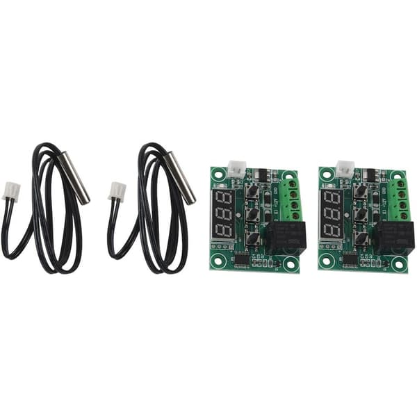 2X W1209 12V DC Digital Temperaturregulator Mini Elektronisk Temperaturkontrollmodul Elektronisk Temp Switch Grön