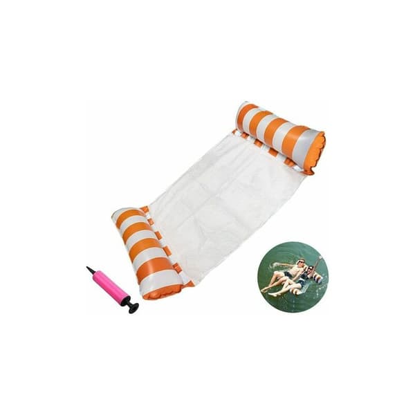 Oppblåsbar hengekøye (oransje stripe) 131x128 cm før oppblåsing CHAM