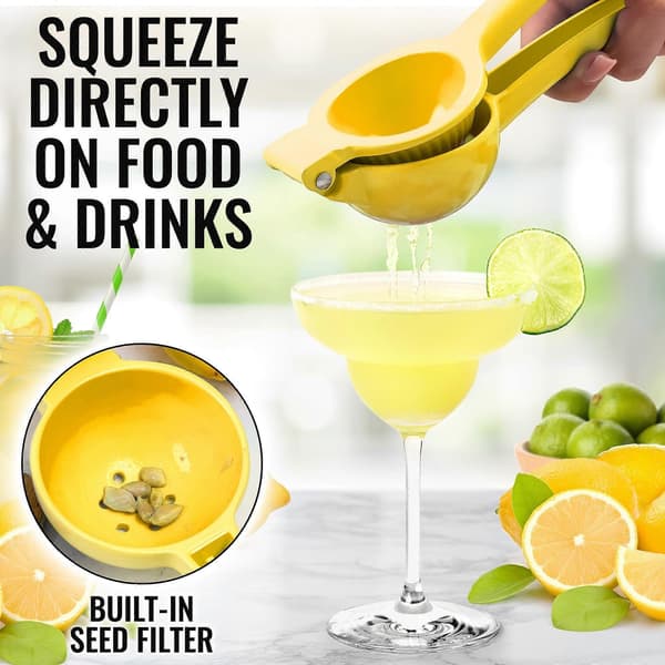 Metal Citrus Juicer - Handheld Lemon Squeezer - Easy-to-Use Citrus Press - Manual Press to Extract Maximum Juice - Gets Every Drop