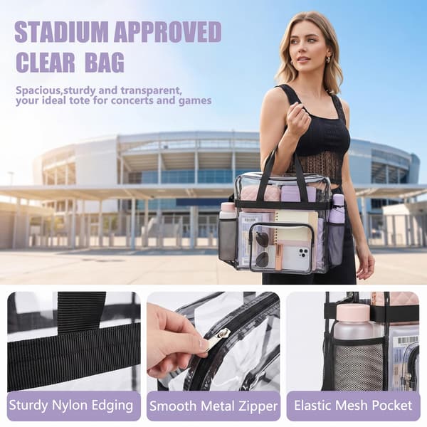 Clear Bag for Stadium Events, 12x6x12 Clear Tote Bag for Work