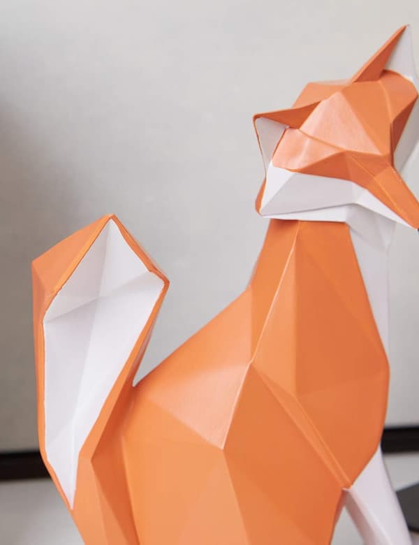 Rävstaty present geometrisk skulptur dekorativ harts djurkonst 21,8 cm