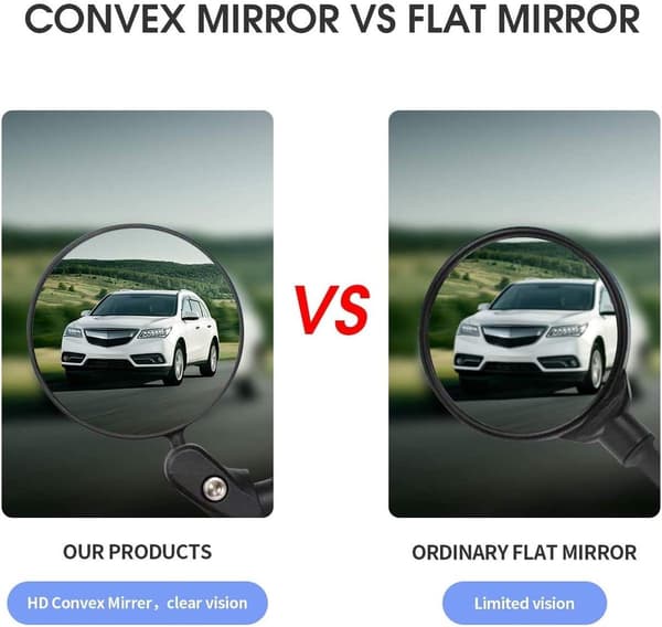 2-pack - Bicycle Mirrors - High-Definition Safety Mirrors - Convex Mirrors - Adjustable Handlebar Mounts - Suitable for Mountain Bikes and Road Bikes