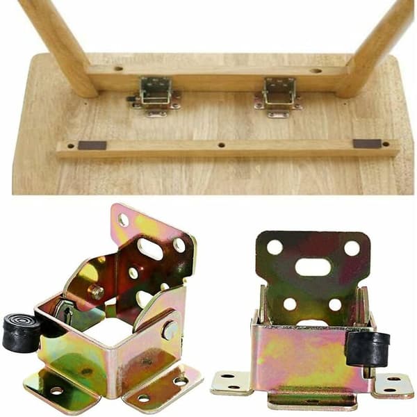 4 pcs 75 x 60 x 55 mm Folding Locking Extension Table Leg Feet Foldable Bracket with 40 Screws