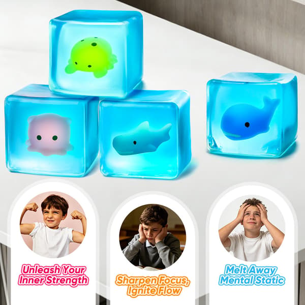 Isterning Stressbold, 4-pak Langsomt Stigende Squishy Sensorisk Fidget-legetøj til Børn Ocean Ocean