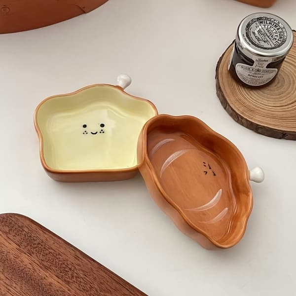 Faridabio sæt med fire keramiske krydderiskåle formet som brød, hver 10 cm 4 stk. 4pcs