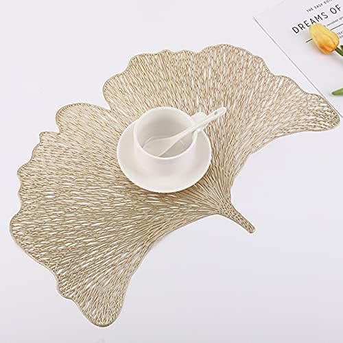 Dekorative PVC-underlag med hult mønster av Ginkgo Biloba-blader (gull)