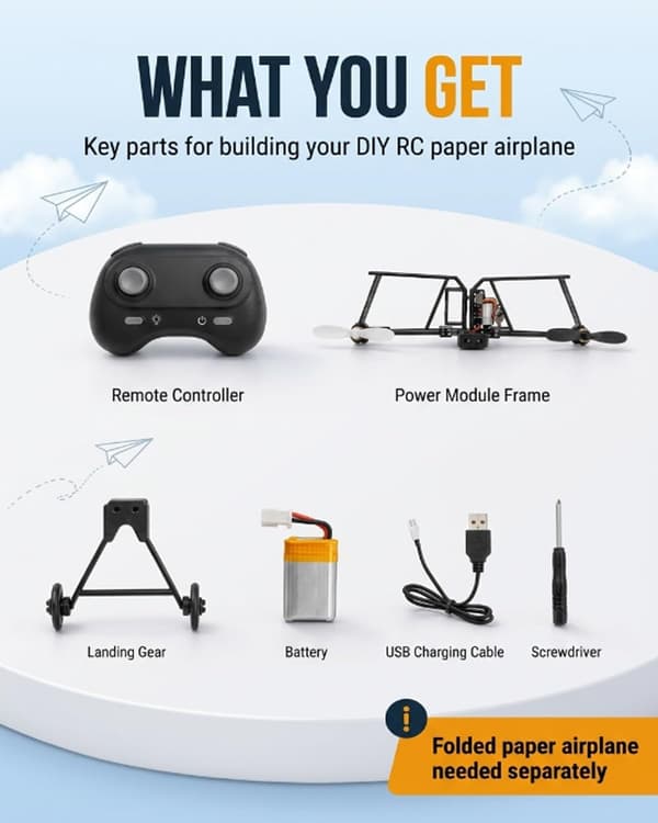RC-sæt til papirfly: Forvandl et simpelt papirfly til et ægte flyveeventyr #1stk-3batterier #1pc-3battery