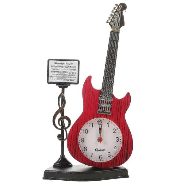 Bordsklocka i form av musikinstrument, bordsklocka, prydnad, sängklocka