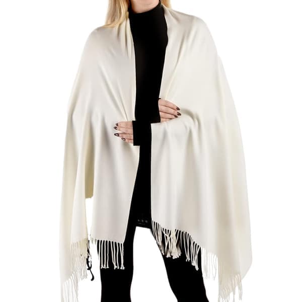 Sjal, kashmirsjal til kvinder, blødt stof, elegant look til bryllupper, fester eller kontoret, hvid