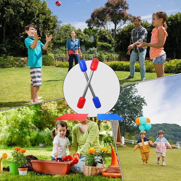 Inflatable Gladiator Game, Fun Interactive Outdoor Game with Batons, Beach Baton Kit with Mats, Inflatable Gladiator Competition Game for Kids