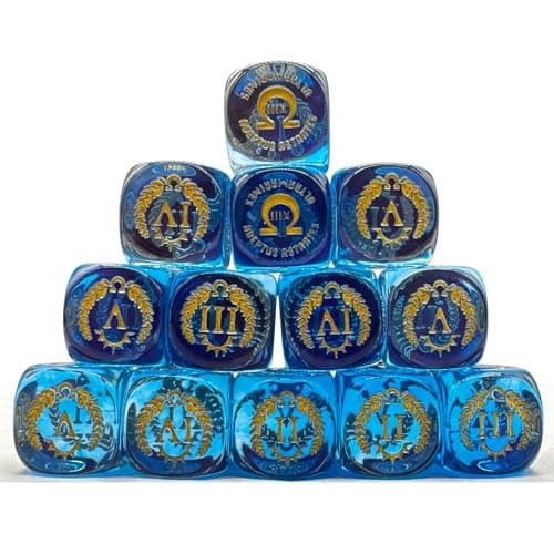 Limitless Warrior Blue Dice Set 20 Pieces, 16mm Resin with Storage Case Ultra Warrior Ultra Warrior