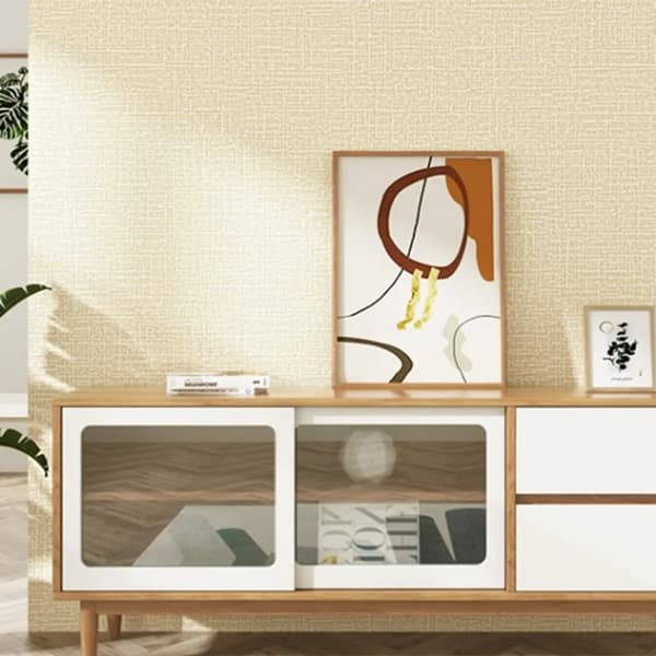2 rullar beige 3D texturerad linnétapet, vattentät, självhäftande, 50x300cm
