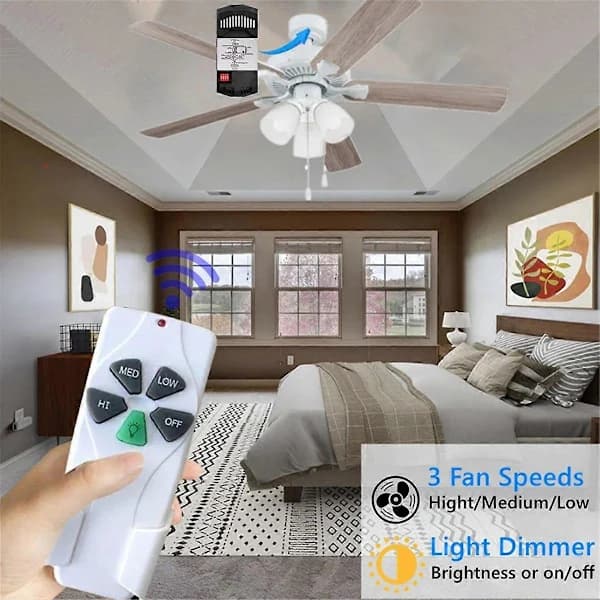 Universal Ceiling Fan Remote Control, 3 Speed Ceiling Fan & Light Dimmer Control for 53T 11T 35T HD5 UC7030T UC9050T Remote Control