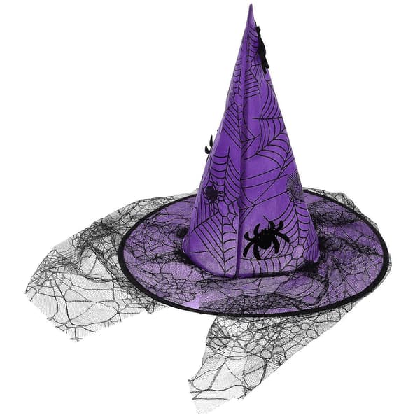 Purple Halloween Witch Hat Lace for Masquerade Costume