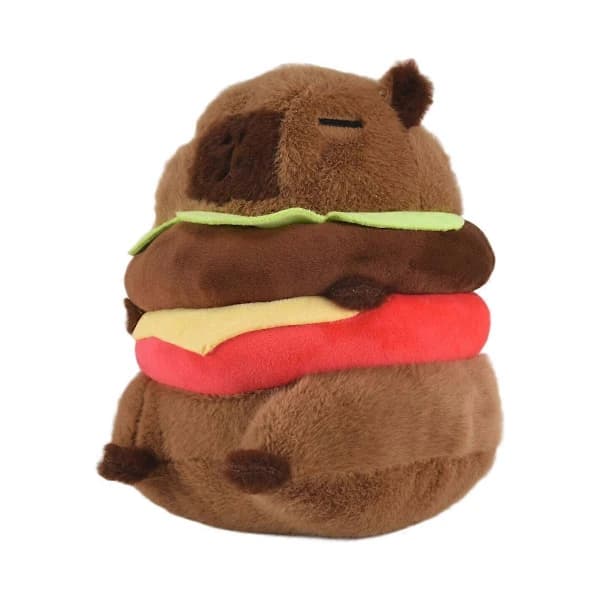 Realistic Capybara Burger Plush, Cute Capybara Stuffed Animal Pillow Plush Toy, Soft Hamburger Foo As Shown