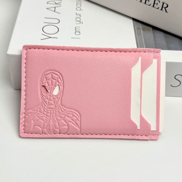 Personalized Batman Logo Leather Wallet and Card Holder pink Spider-Man pink Spider-Man