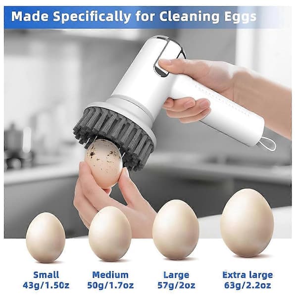 Electric Egg Cleaning Brush, Egg Washer for Fresh Eggs and Vegetable Brush with Battery Level Display, 2 Speed Settings
