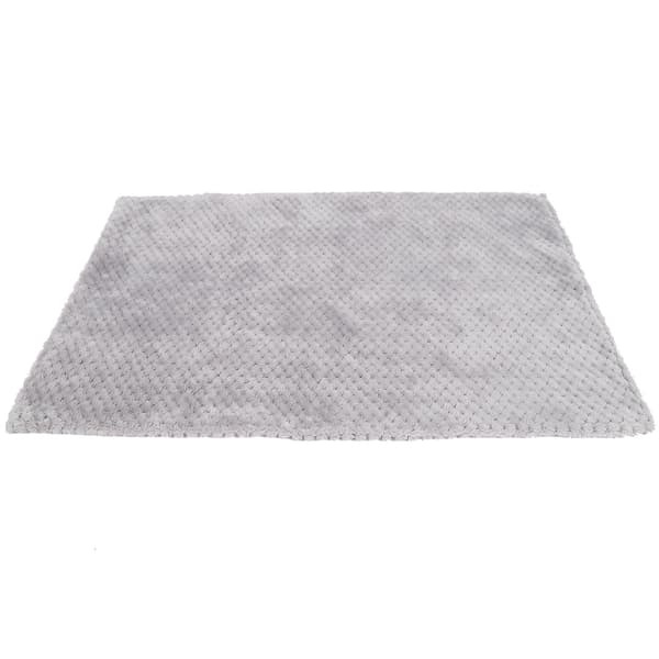 Varm vaskbar matte lys grå liten husdyr gris myk fluffy teppe katt hund sovende S 60x39cm/23.6x15.4in