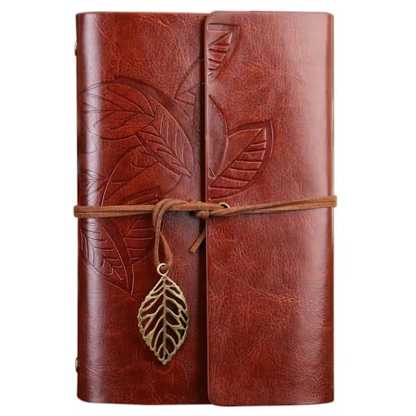 Dagbog / Notesbog 18 cm - Retro Læder - Brun Brun