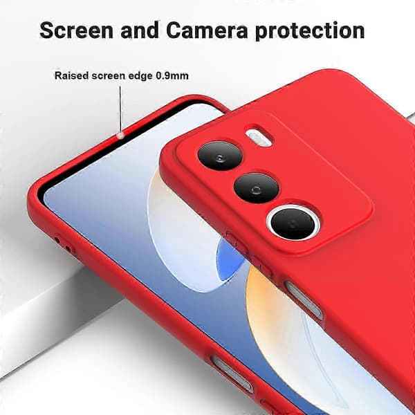 Realme C71 4G Flytende Silikondeksel med Håndstropp - Støtsikkert Mykt Deksel (Rød)