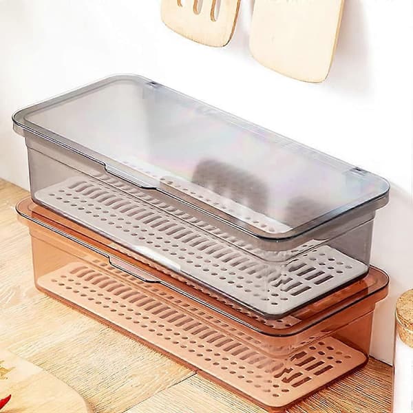 Cutlery Box Kitchen Cutlery Storage Box, 2 Pcs Cutlery Drain Tray with Mesh, Chopsticks Cutlery Organizer