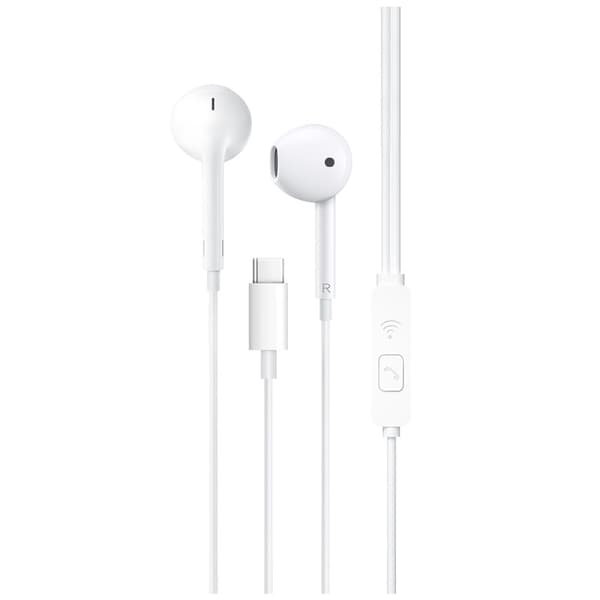 USB-C ørepropper for Samsung iPhone 15, 16 og mobil med USB-C kontakt Hvit