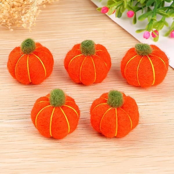 Halloween Ornament DIY Filt Håndværk Græskar Uldfilt 5 Dele bd