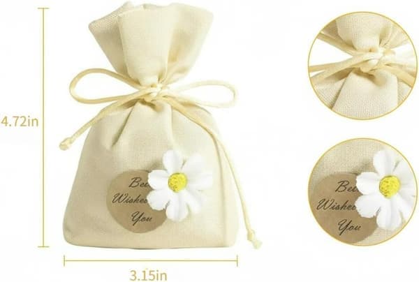 Duftposer med snoretræk, blomsterdekoration, langvarig duft til hjem og bil (2 stk. beige - gardenia)