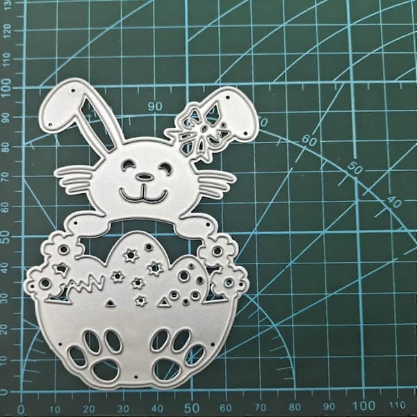 Delicate Easter Bunny Egg Cutting Dies, Easter Embossing Script, Stencil Templates for Scrapbooking Journal Decorations (FMY)