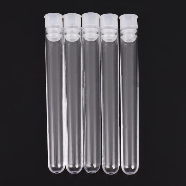 100 stk. Transparente Plast Rør med Låg 12x84mm U-Bund Lange Transparente Prøverør Lab Tilbehør