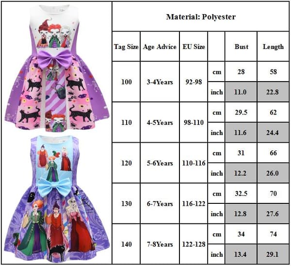 Barn Flicka Hocus Pocus Winifred Sanderson Cosplay Klänning Halloween 100cm C 100cm