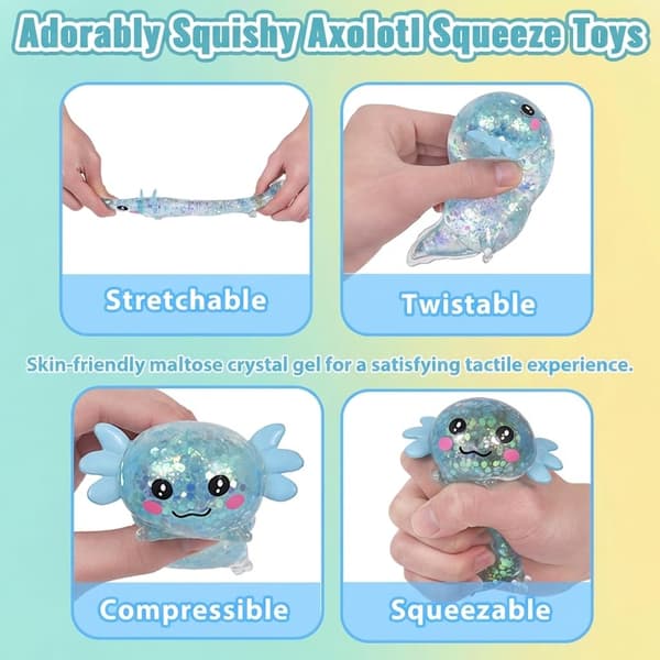 10 cm Blå Glitter Krypende Axolotl Squishy Sakte Stigende Blå Blue