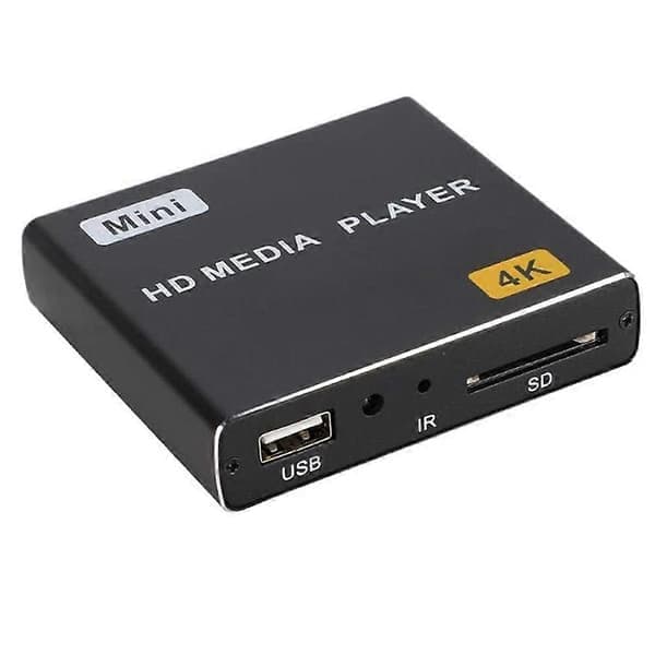Mini 4K HDD Mediaspiller 1080P Horisontal og Vertikal Digital Videospiller med USB-stasjon/SD-kort US-plugg