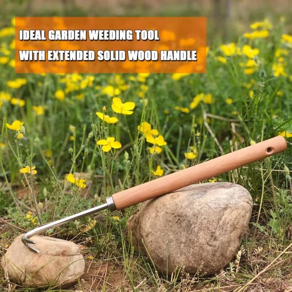 Manual weeding iron with handle, with V-hook - 40 cm garden tool