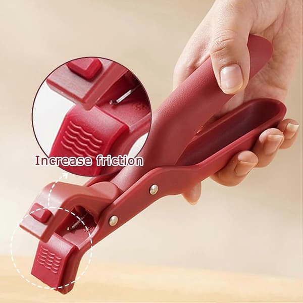 Hot Plate Gripper and Bowl Clip, Heat Resistant Multifunctional Kitchen Tool, Red 2-Pack