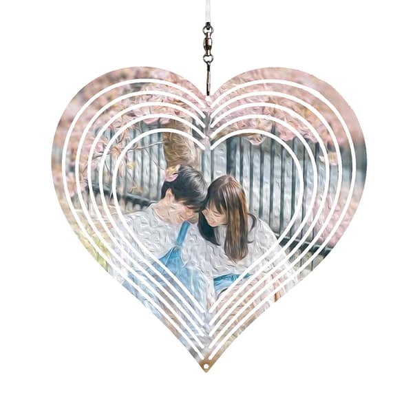 3D Kinetisk Vindklokke Hjerte, 25cm x 25cm, Rustfrit Stål