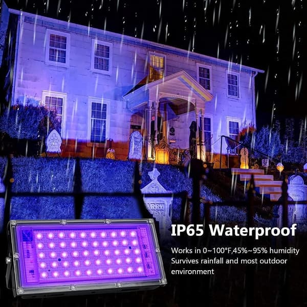 4-pak 50W sorte lys med stik og afbryder til glødfester, Halloween, fluorescerende plakater og kropsmaling, sort 50W*1 50W*1