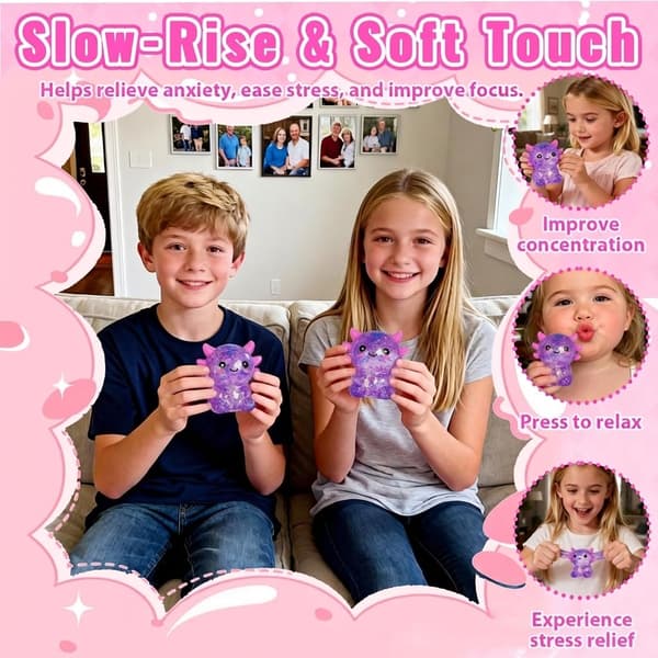 9 cm Lilla Glitrende Siddende Axolotl Squishy Langsomt Stigende Lilla Siddende Stil Purple Sitting Style
